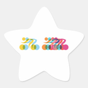 Pegatina En Forma De Estrella Diseño fresco y único del grupo de ciclistas