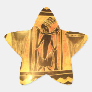 Pegatina En Forma De Estrella Diseño impreso de arte étnico de África dorada