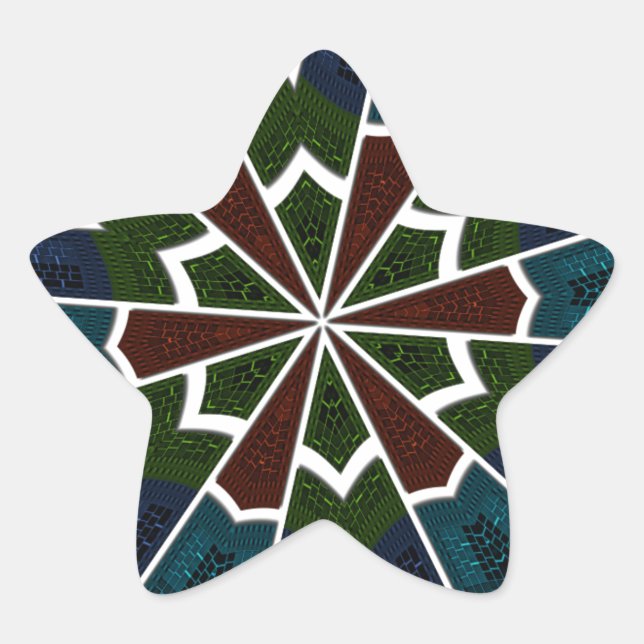 Pegatina En Forma De Estrella Diseño inspirado en sari con detalles intrincados (Anverso)