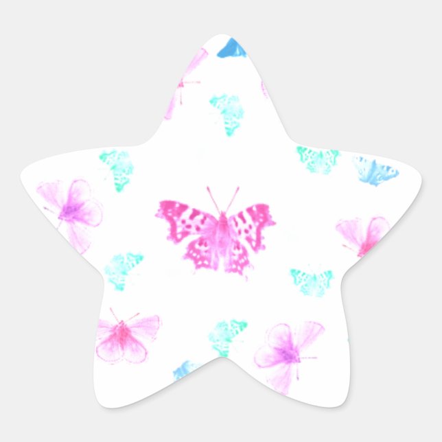 Pegatina En Forma De Estrella diversión de mariposa (Anverso)
