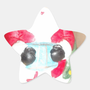 Pegatina En Forma De Estrella Divertido Santa con la impresión de arte de nieve