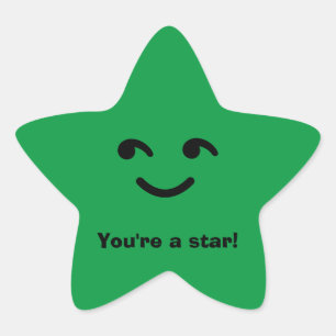 Pegatina En Forma De Estrella Divertido verde feliz cara sonriente eres una escu