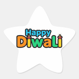 Pegatina En Forma De Estrella Diwali – El Colorido Festival de Luz y Alegría