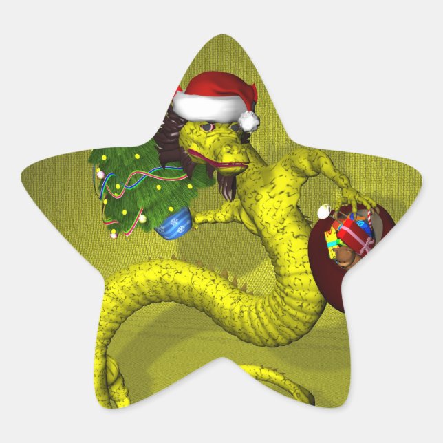 Pegatina En Forma De Estrella Dragón amarillo (Anverso)