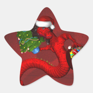 Pegatina En Forma De Estrella Dragón Rojo