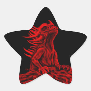 Pegatina En Forma De Estrella Dragón rojo pequeño