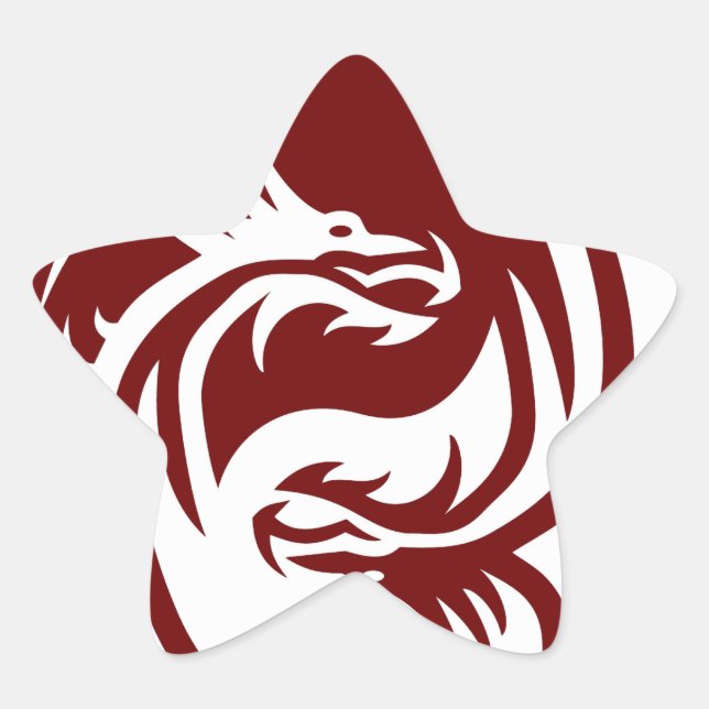 Pegatina En Forma De Estrella Dragones tribales Yin Yang (Personalizable) (Anverso)