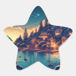 Pegatina En Forma De Estrella Dreamy Coastal Night