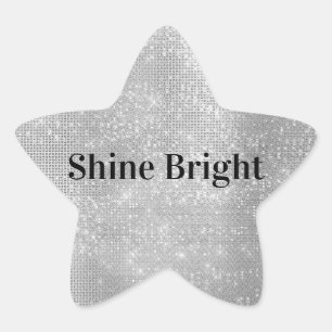 Pegatina En Forma De Estrella Dreamy Glitzy Silver Sparkle