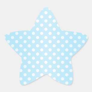 Pegatina En Forma De Estrella Dulce azul teal pálido y lunares blancos