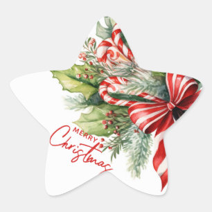 Pegatina En Forma De Estrella Dulce dulce Candy Canes Feliz Navidad