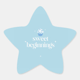 Pegatina En Forma De Estrella Dulces Comienzos | Baby Shower en Azul Polvo y Bla