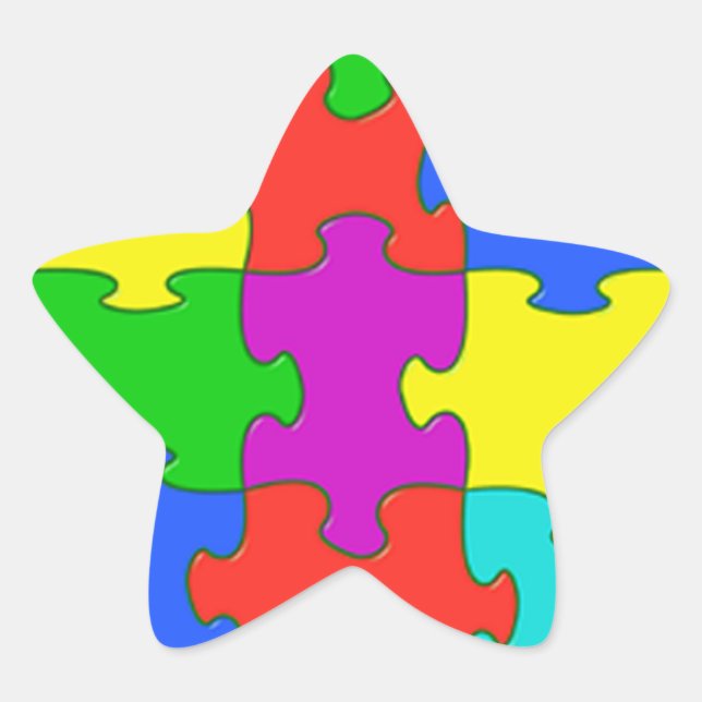 Pegatina En Forma De Estrella El amor del puzzle del autismo (Anverso)