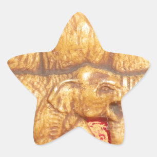 Pegatina En Forma De Estrella El corazón de la manada: Retrato familiar de elefa