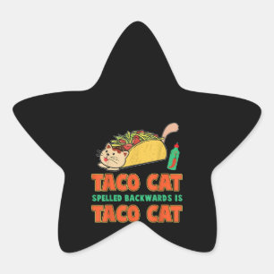 Pegatina En Forma De Estrella El gato de Taco que se lanza hacia atrás es un reg