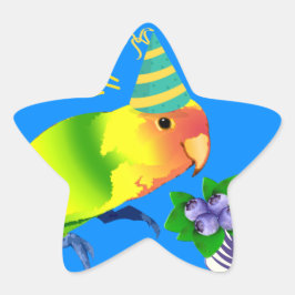 Pegatina En Forma De Estrella El loro del Fiesta de Cute Lovebird en el Gorra de