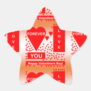 Pegatina En Forma De Estrella El texto feliz del el día de San Valentín ama pa