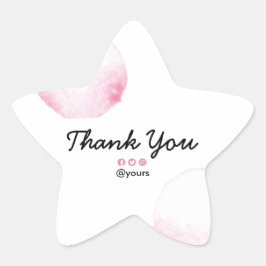 Pegatina En Forma De Estrella Elegante acuarela Minimalista Pastel Rosa Gracias