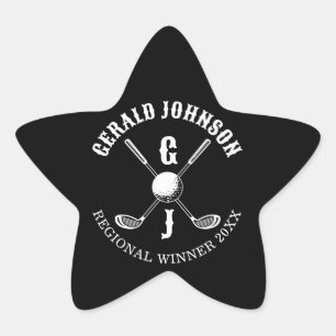 Pegatina En Forma De Estrella Elegante Monograma de Golf...