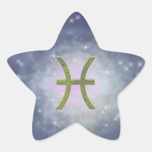 Pegatina En Forma De Estrella Elegir color Piscis Zodiac Rótulo Astrológico