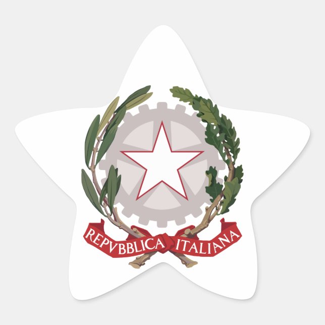 Pegatina En Forma De Estrella emblema de italy (Anverso)