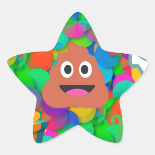 Pegatina En Forma De Estrella emoji de caca de cumpleaños feliz