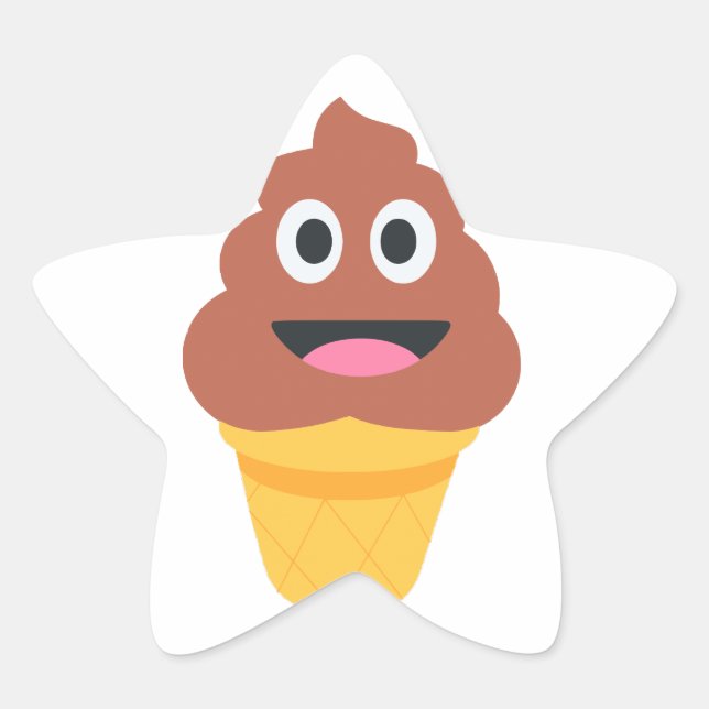 Pegatina En Forma De Estrella emoji de caca de helado (Anverso)