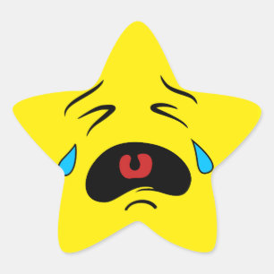 Pegatina En Forma De Estrella Emoji de cara de grito extremadamente triste