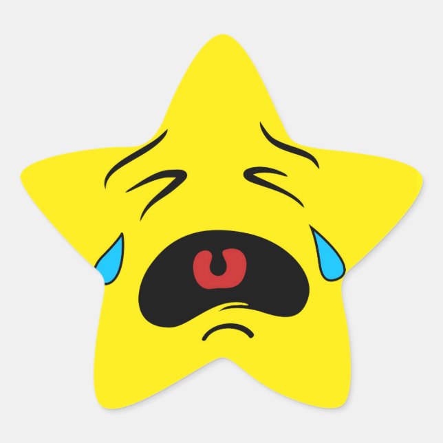 Pegatina En Forma De Estrella Emoji de cara triste (Anverso)