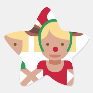 Pegatina En Forma De Estrella emoji de gemelos navidades santa