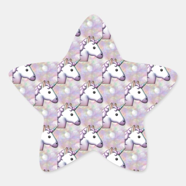 Pegatina En Forma De Estrella emoji de holograma unicornio (Anverso)