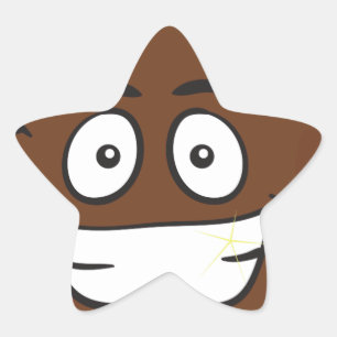 Pegatina En Forma De Estrella emoji de poop divertida