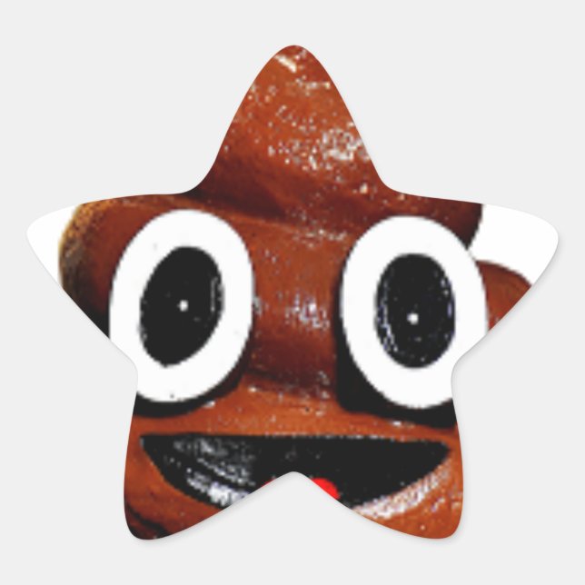 Pegatina En Forma De Estrella emoji de poop graciosa (Anverso)