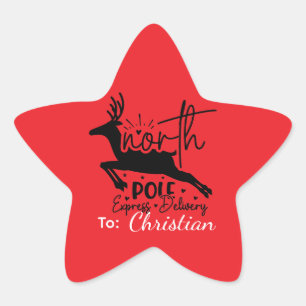 Pegatina En Forma De Estrella Entrega de North Pole Express Personalizada