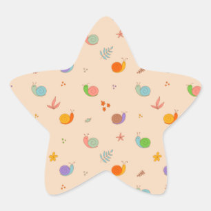 Pegatina En Forma De Estrella Espectro de caracoles y flores