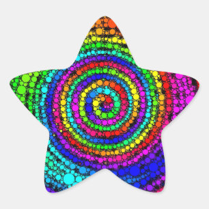Pegatina En Forma De Estrella Espiral de Arcoíris