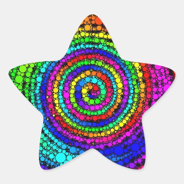 Pegatina En Forma De Estrella Espiral de Arcoíris (Anverso)