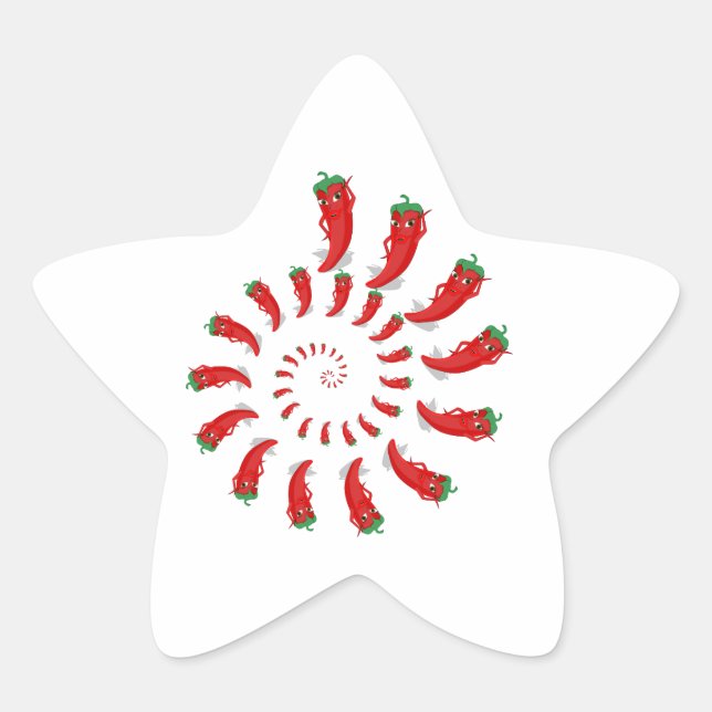 Pegatina En Forma De Estrella Espiral de diva de pimienta roja (Anverso)