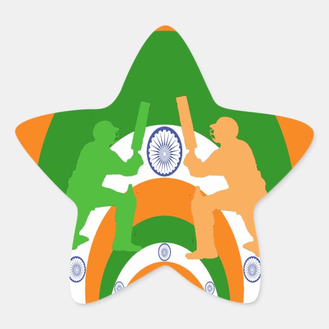 Pegatina En Forma De Estrella Espíritu de críquet de la India: diseño abstracto (Anverso)