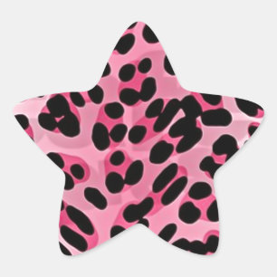 Pegatina En Forma De Estrella Estampa de Guepardo Rosa RAB Rockabilly