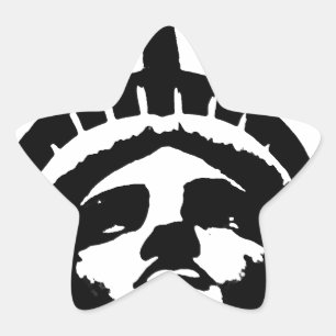 Pegatina En Forma De Estrella Estatua de la Libertad del Pop blanco y negro