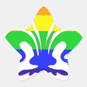 Pegatina En Forma De Estrella Estilizada flor arcoiris de Lis