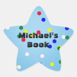 Pegatina En Forma De Estrella Estrella azul con puntos Personalizado Bookplate p