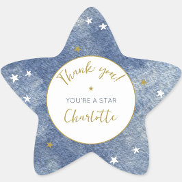 Pegatina En Forma De Estrella Estrella Celestial Watercolor Personalizado Gracia