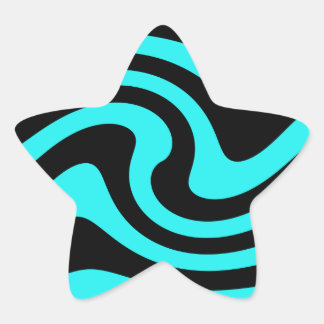 Pegatina En Forma De Estrella Estrella de diseño de olas negras y Aqua