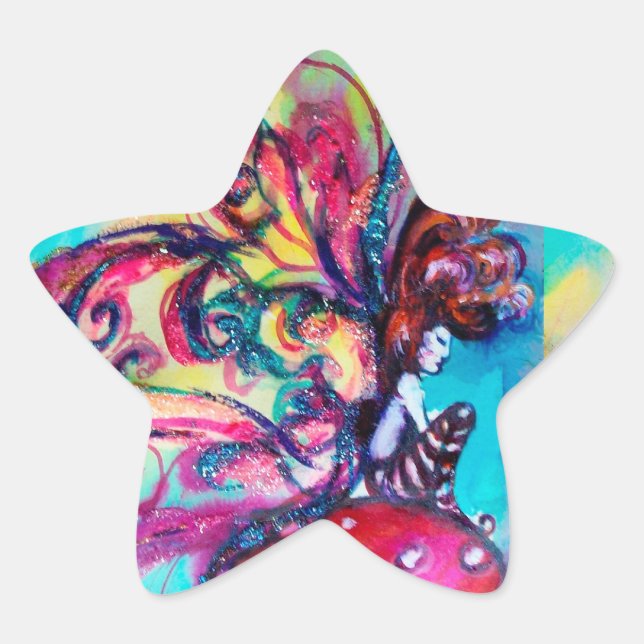 Pegatina En Forma De Estrella Estrella de elfo pequeño de hongos (Anverso)