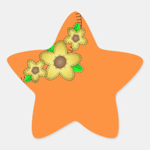 Pegatina En Forma De Estrella Estrella de fondo de la flor amarilla