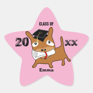 Pegatina En Forma De Estrella Estrella de graduación Pegatina de cachorro rosa