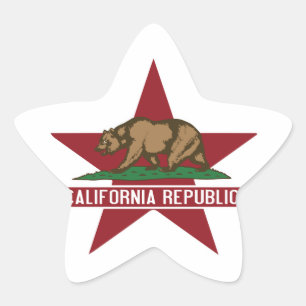 Pegatina En Forma De Estrella Estrella de la bandera de la República de Californ