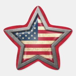 Pegatina En Forma De Estrella Estrella de la bandera estadounidense con Rayos de